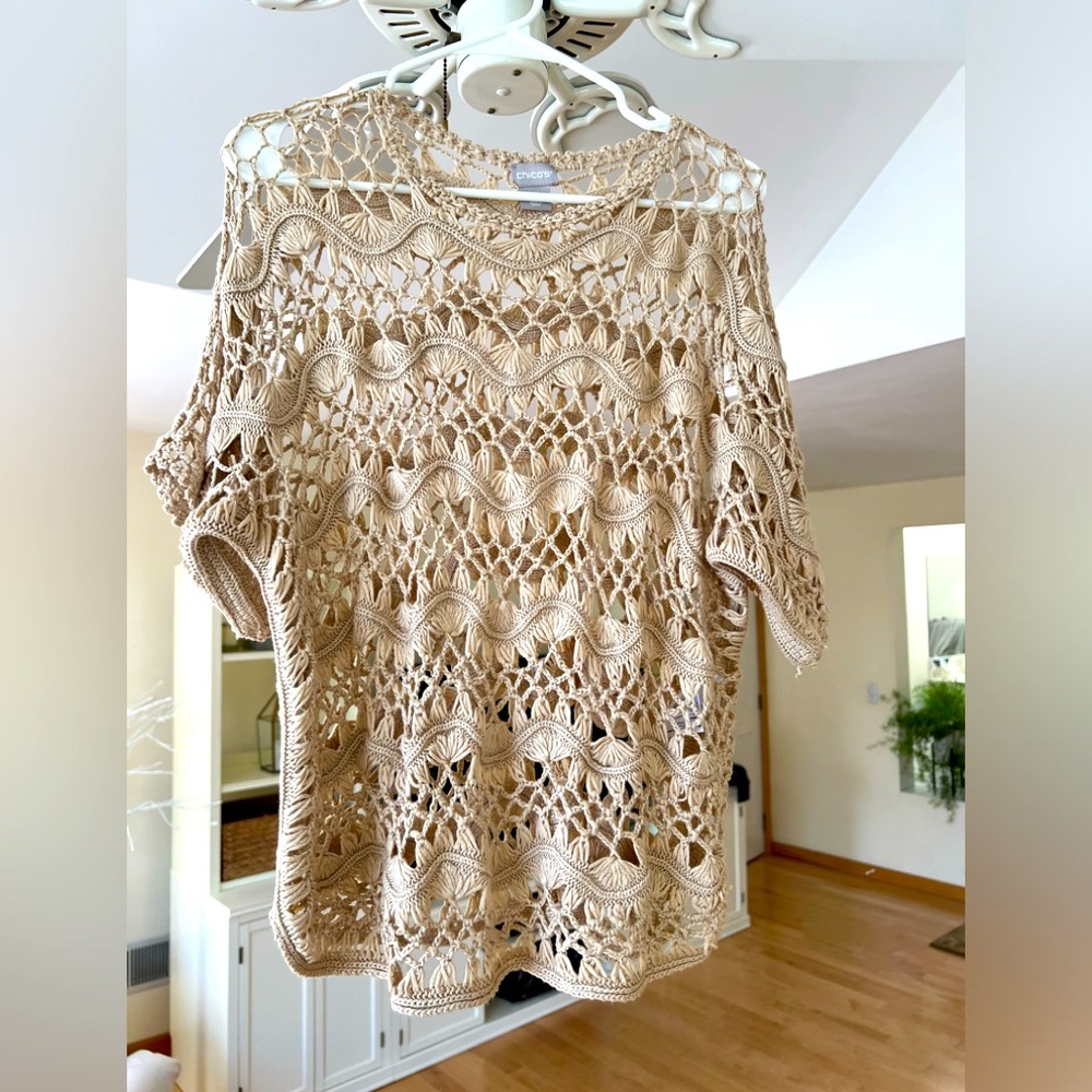 Chico’s Open Crochet Top Medium